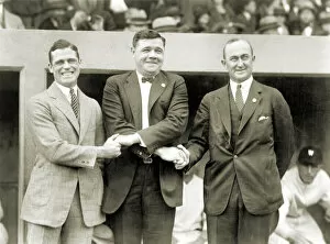 SISLER, RUTH & COBB, 1924. American professional baseball players George Sisler, Babe Ruth and Ty Cobb