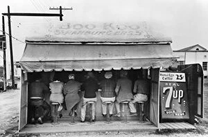 Seated Gallery: TEXAS: LUNCHEONETTE, 1939. An outdoor hamburger stand at Harlingen, Texas