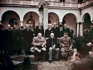Crimea Collection: Winston Churchill, Franklin D. Roosevelt and Joseph Stalin at the Yalta Conference at Livadia