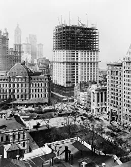 WOOLWORTH BUILDING, 1912. Partially constructed lower section of the Woolworth