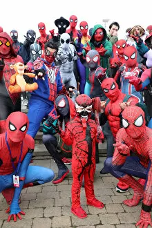 4 year old Carnage takes on Spiderman at MCM London Comic Con, Excel, London