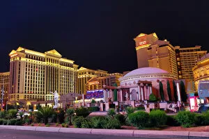 Caesars Palace Hotel and Casino at night, Las Vegas, Nevada, America