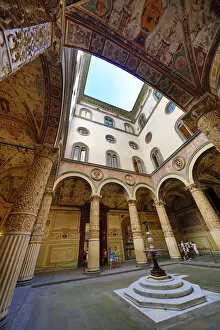 Courtyard of the Uffizi Gallery in Florence, Italy