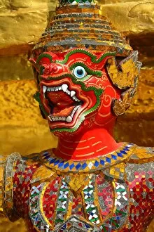 Red Yaksha Demon Statue, Wat Phra Kaew Temple, Bangkok, Thailand