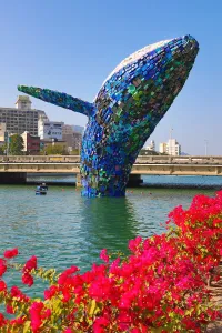 Whale in Love art installation, Love River, Kaohsiung, Taiwan