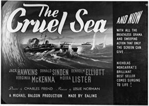 cruel sea the 1953/poster bw print/black white poster cruel sea 1953