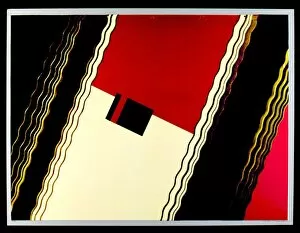 Black, red and cream abstract art deco design