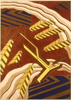 Brown and yellow abstract art deco design
