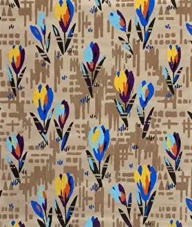 Design for Woven Textile with crocuses