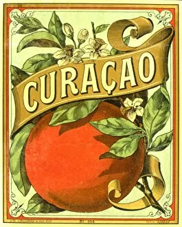 Label design for Curacao liqueur