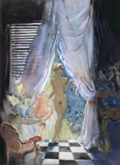 Full length nude in window by David Wright