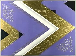 White, gold and mauve abstract art deco design