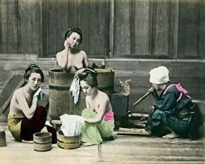 Young women bathing, Japan