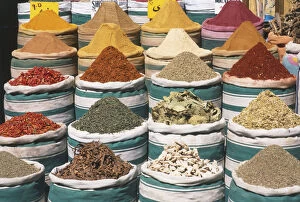 Tourist Attractions Collection: Africa, Egypt, colourful display of aromatic spices in open air market