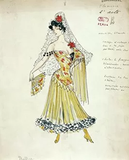 art/minor arts/france paris sketch costume flamenco dancers