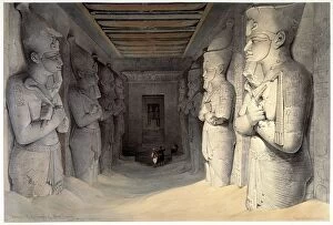 Egypt Collection: Giant limestone statues of Ramses II (Rameses - 1304-1237 BC) holding the crook and the flail