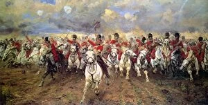 Painting Collection: Scotland for Ever. The charge of the Scots Greys at Waterloo, 18 June 1815