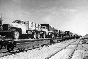 1940s Gallery: A trainload of trucks arriving for the first polish corps in the ussr