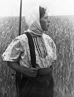 1940s Gallery: World war 2, anna suslina guarding the fields of the twelfth anniversary of october collective