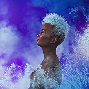 Enjoying Gallery: ar, augmented reality, bathing, beauty, blue hair, close up, cloud, color image, concept