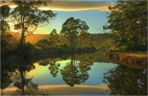 Reflection Collection: Reflections in a small coastal lagoon at Adventure bay, South Bruny Island, Tasmania