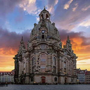 18th Century Collection: Sunrise with Dresden Frauenkirche, Dresden, Germany