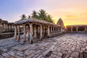 Indian Architecture Gallery: Sunset with Somyanayaki Temple of Chennakeshava Complex (Kesava Temple of Belur) in Hassan