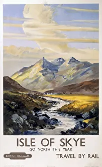 <b class=qtipBold><figcaption>'Isle of Skye', BR poster, c 1960</figcaption></b><br>Poster produced by British Railways (BR) to promote rail and train services to the Isle of Skye. Artwork by Clegg. <br><em>© Please read our licence terms. All digital images must be destroyed unless otherwise agreed in writing.</em> 'Isle of Skye', BR poster, c 1960