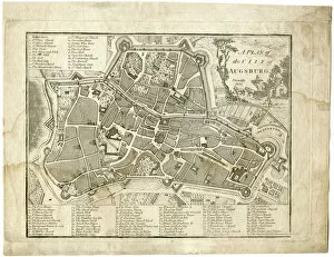 17th century city, plan of Augsburg, Germany