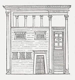 Ancient Egyptian Architecture Gallery: Ancient egyptian apartment building, wood engraving, published in 1876