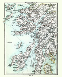 Style Gallery: Antique map, Scotland, Jura, Mull, Argyll, Islay 19th Century