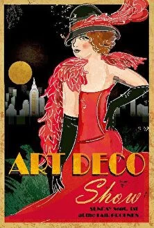 Females Collection: Art Deco style vintage advertisement poster template