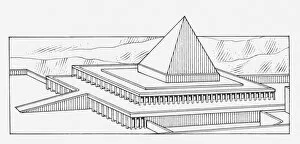 Ancient Egyptian Architecture Gallery: Black and white illustration of pyramid