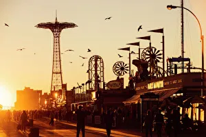 Getting Away From It All Gallery: The Coney Island Boardwalk at sunset, Brighton Beach, Brooklyn, New York City, NY, USA