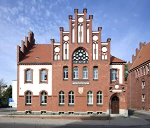 District Court, northern German red brick Gothic architecture, Pasewalk, Mecklenburg-Western Pomerania, Germany
