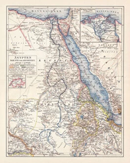 Nubia Collection: Map of Egypt, Darfur, and Abyssinia, lithograph, published in 1897