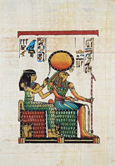 Ancient Egyptian Culture Gallery: Papyrus Depicting Amunet and Re-Horakhty