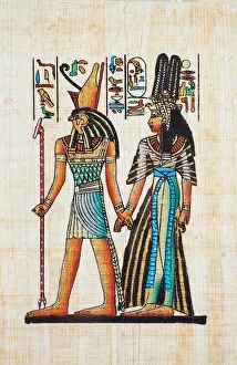 Ancient Egyptian Culture Gallery: Papyrus Depicting Horus and Queen Nefertiti