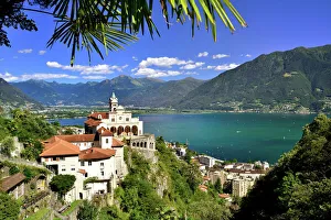 Pilgrimage church of Madonna del Sasso at Lago Maggiore, Lake Maggiore, Locarno, Ticino, Switzerland Pilgrimage church of Madonna del Sasso at Lago Maggiore, Lake Maggiore, Locarno, Ticino, Switzerland