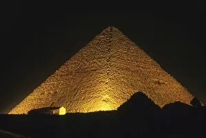 Ancient Egyptian Architecture Gallery: The Pyramid of Cheops illuminated at night