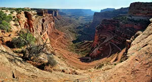 Stone Collection: Rugged canyons of Shafer Canyon and the Shafer Trail Road, Island in the Sky plateau