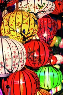 Vibrant Gallery: Typical paper lanterns illuminated at night, Hoi An, Vietnam