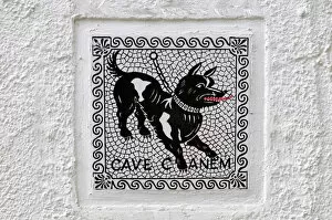 Animal Representation Collection: Warning sign, Cave canem, beware of the dog, Lake Maggiore, Switzerland, Europe