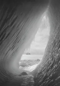 The Cavern in the iceberg without figures. Terra Nova in distance. January 8th 1911 The Cavern in the iceberg without figures. Terra Nova in distance. January 8th 1911