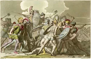 Ancient Celtic warriors dressed for battle, c.1800-18
