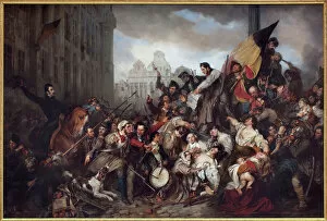 Brussels Collection: Belgian Revolution of 1830: episode of September 1830 on the square of the Brussels City Hall