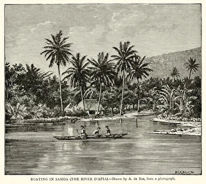 Boating in Samoa (The River D Apia) (engraving)