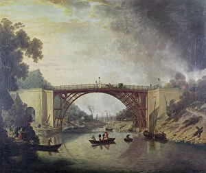 The Cast Iron Bridge near Coalbrookdale, c. 1780 (oil on canvas)