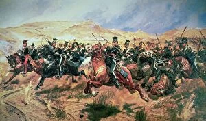 Crimea Collection: Charge of the Light Brigade, Balaclava, 25 October in 1854 (colour litho)