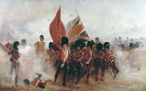 Crimea Collection: The Colours: advance of the Scots Guards at the Alma, 1899 (oil on canvas)